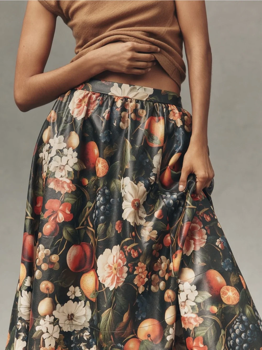 Anthropologie Jacie Faux Leather Midi Skirt by Maeve